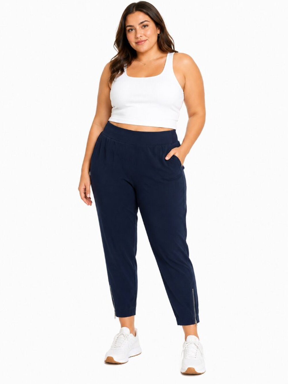 ATHLETA Brooklyn Heights High Rise Jogger Navy Blue Ankle Zip 533443 Size 16